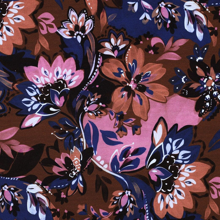French Terry „Boho Bloom“ – Mocha Fadenwunsch 