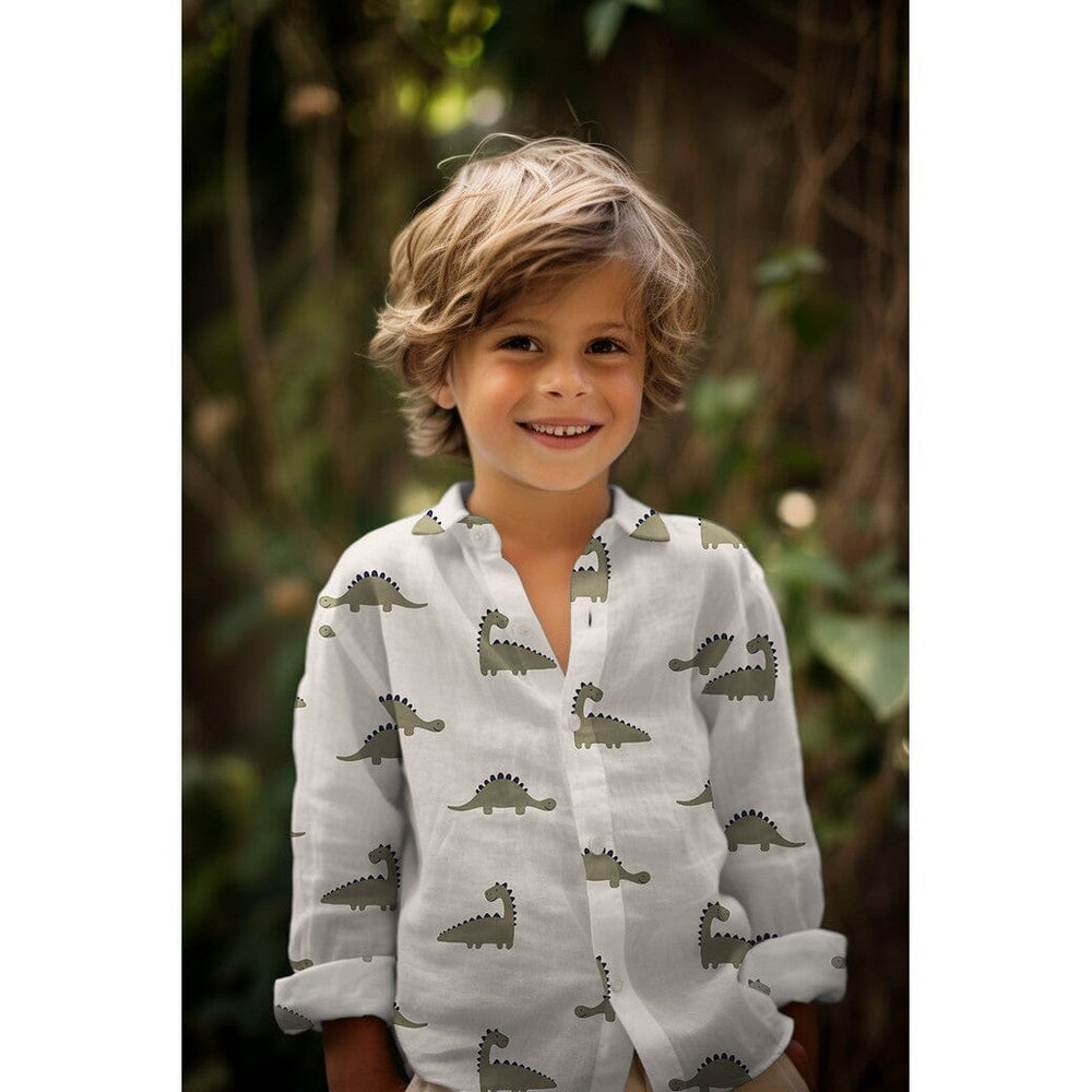 Musselin "Dinosaurier - Natural" Swafing 