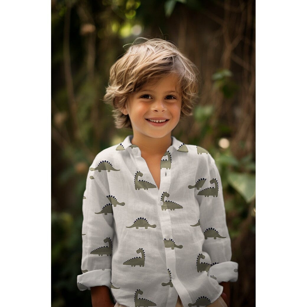 Musselin "Dinosaurier - Natural" Swafing 