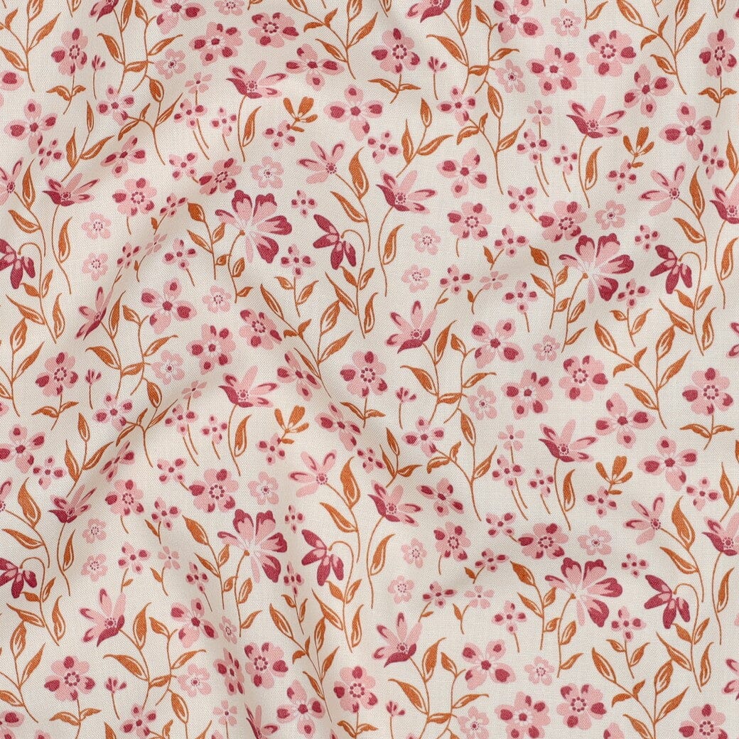 Popeline "Petite Bloom" - Blumen Rosa Fadenwunsch 