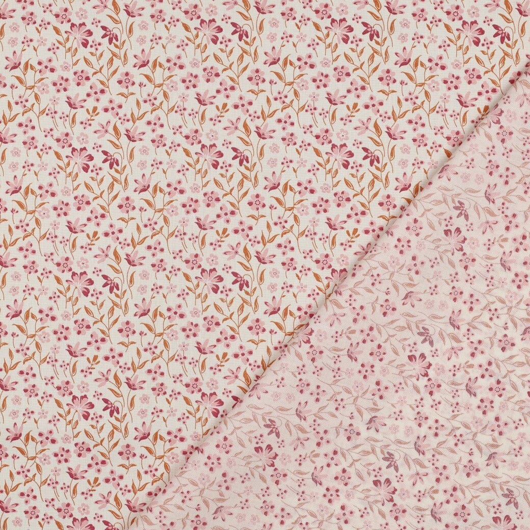 Popeline "Petite Bloom" - Blumen Rosa Fadenwunsch 