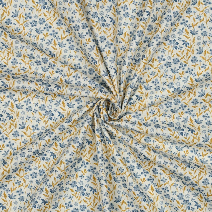 Popeline "Petite Bloom" - Blumen Blau Fadenwunsch 