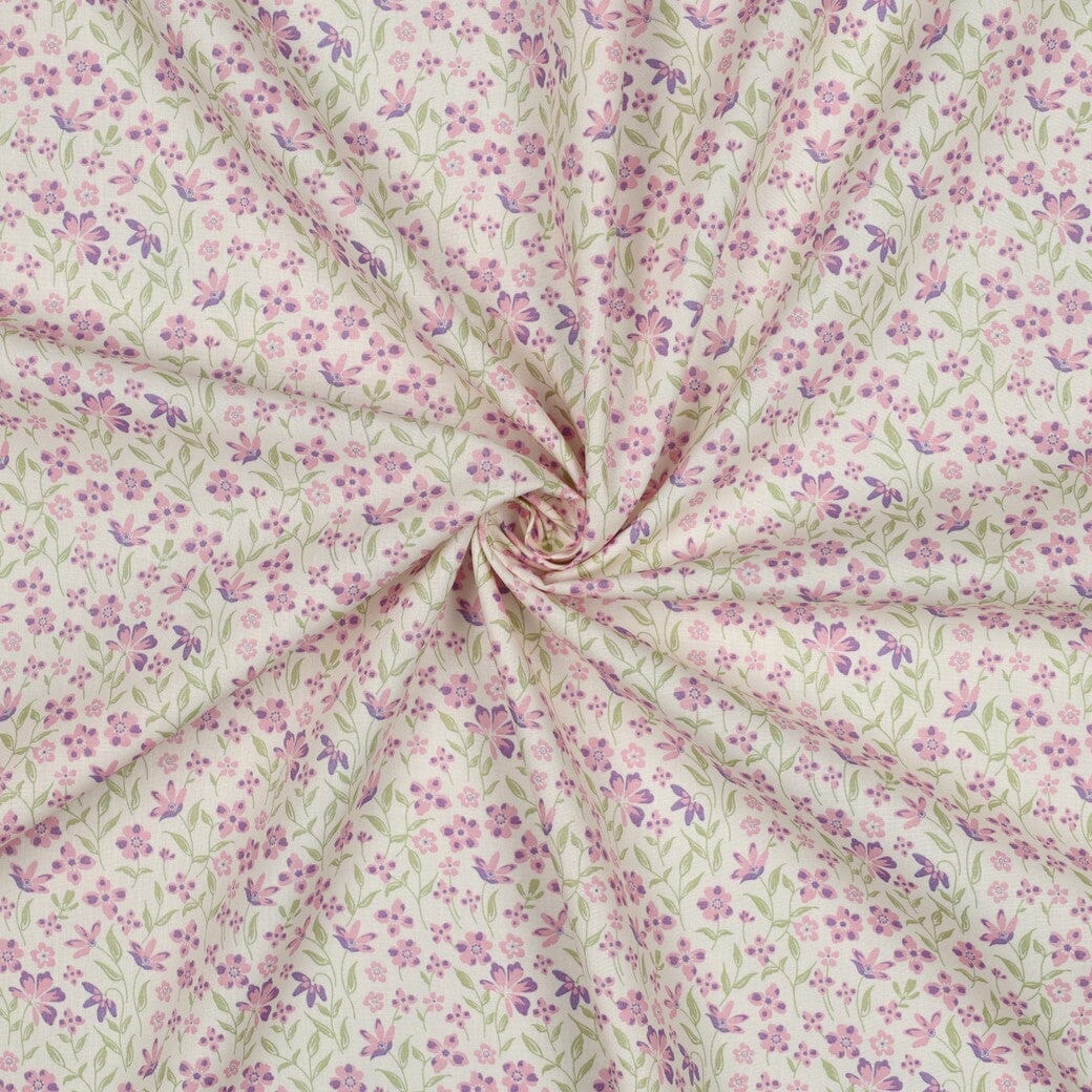 Popeline "Petite Bloom" - Blumen Lila Fadenwunsch 