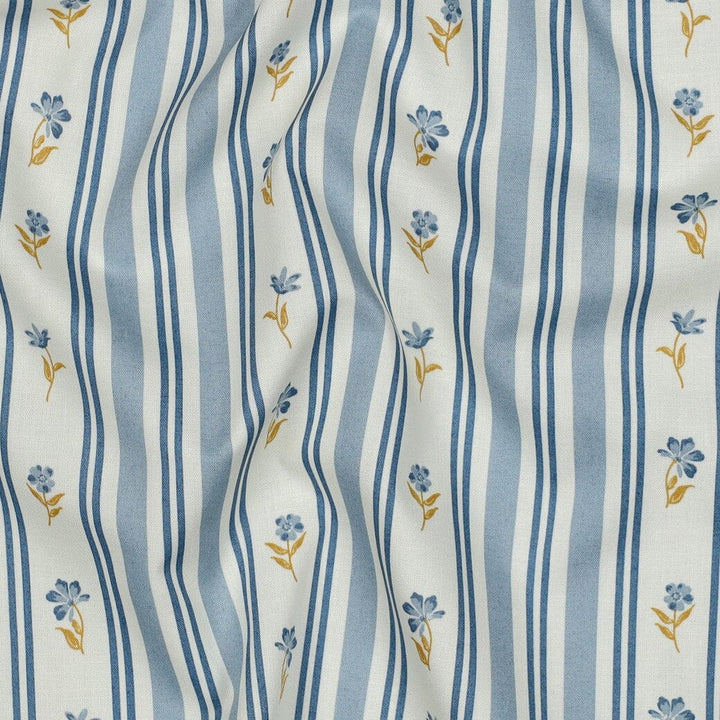 Popeline "Petite Bloom" - Streifen Blau Fadenwunsch 