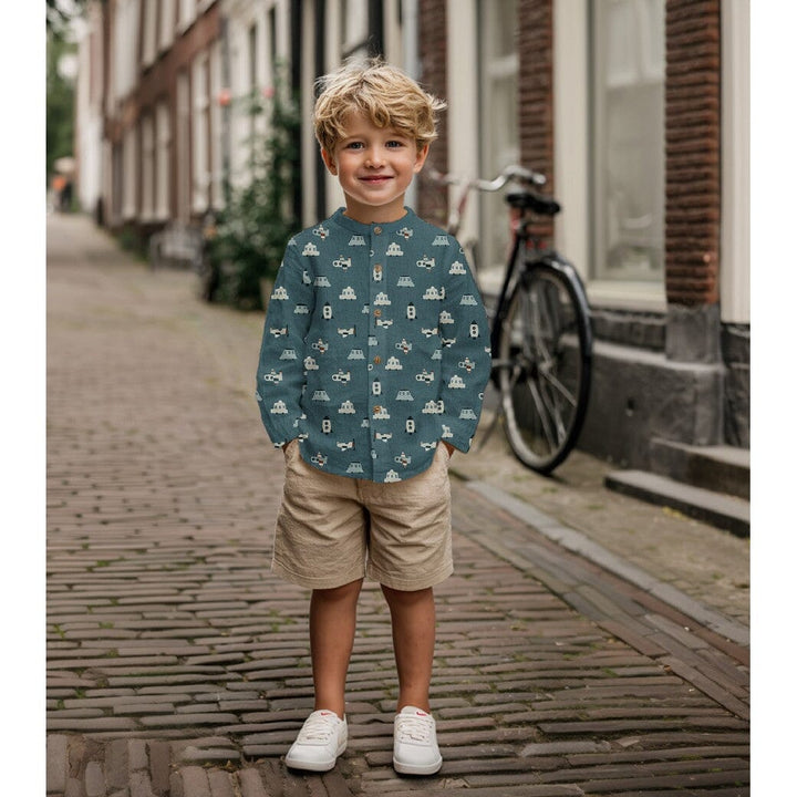 Popeline Stoff Little Travel – Hellblau Fadenwunsch 