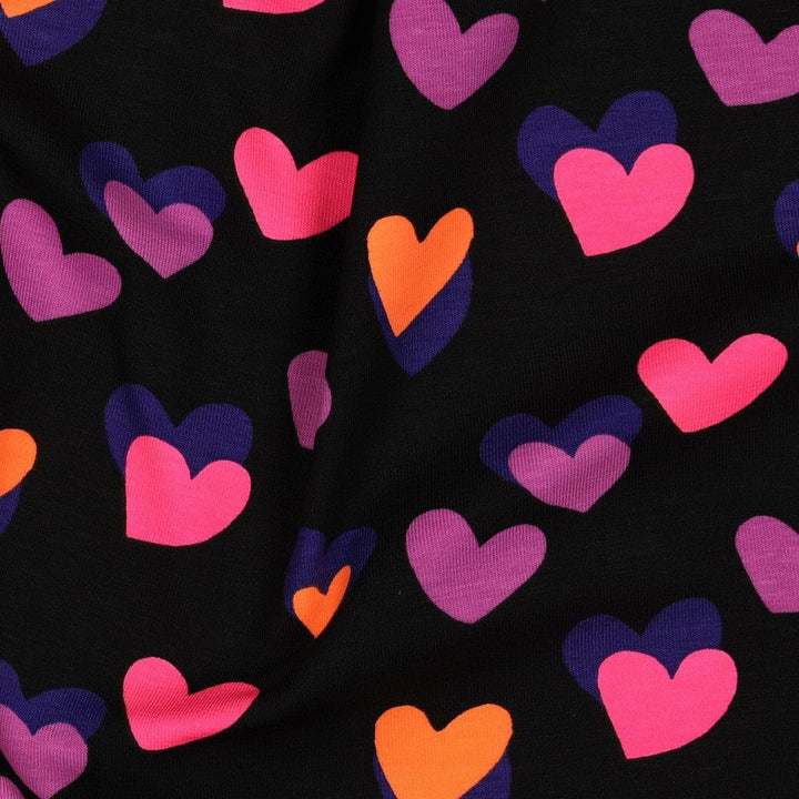 Bio Jersey Neon Herzen – Schwarz / Bunt Fadenwunsch 