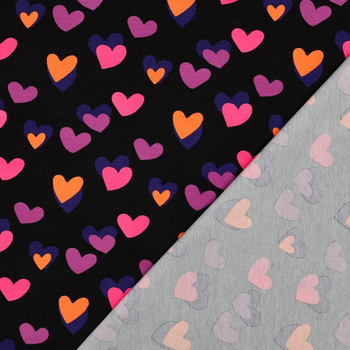 Bio Jersey Neon Herzen – Schwarz / Bunt Fadenwunsch 