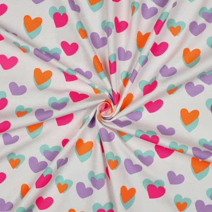 Bio Jersey Neon Herzen – Weiß / Bunt Fadenwunsch 