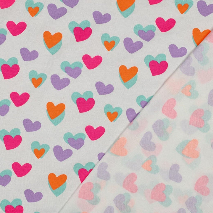 Bio Jersey Neon Herzen – Weiß / Bunt Fadenwunsch 