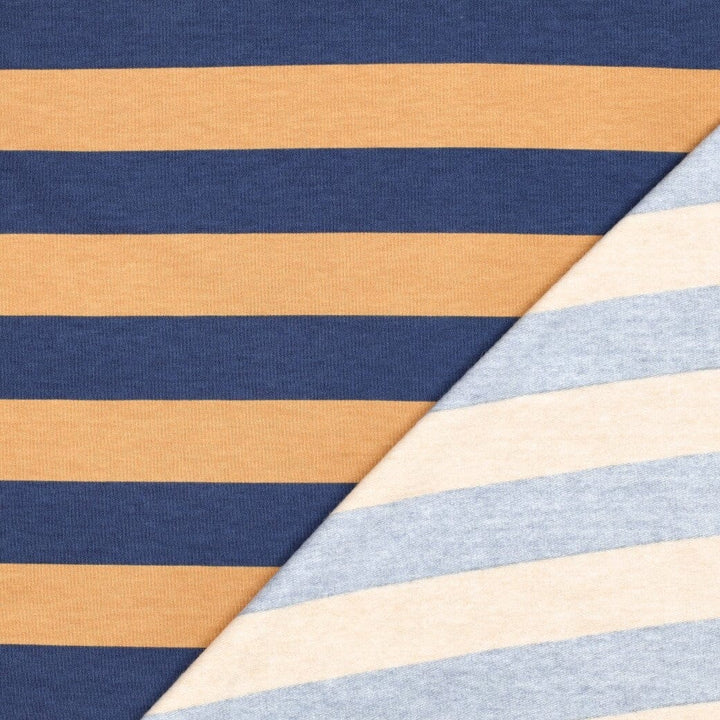 Soft Sweat Blockstreifen - Navy & Cognac Fadenwunsch 