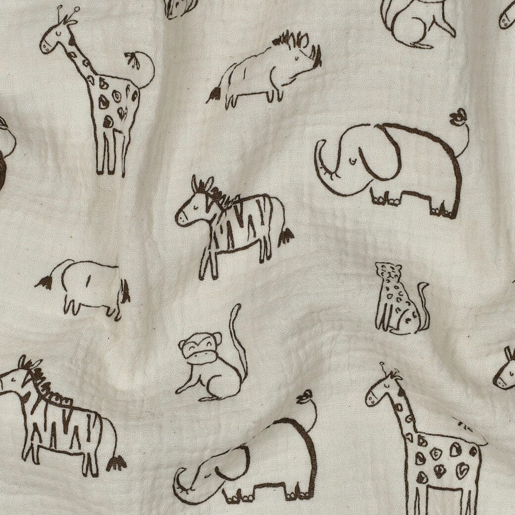 Musselin | Double Gauze | Safari Friends - Off White | Bio-Qualität Fadenwunsch 