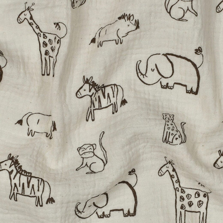 Musselin | Double Gauze | Safari Friends - Off White | Bio-Qualität Fadenwunsch 
