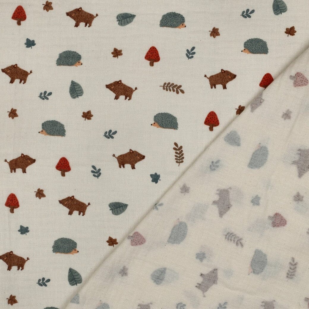 Bio Musselin Waldtiere - Natur | Naturals-Kollektion Fadenwunsch 