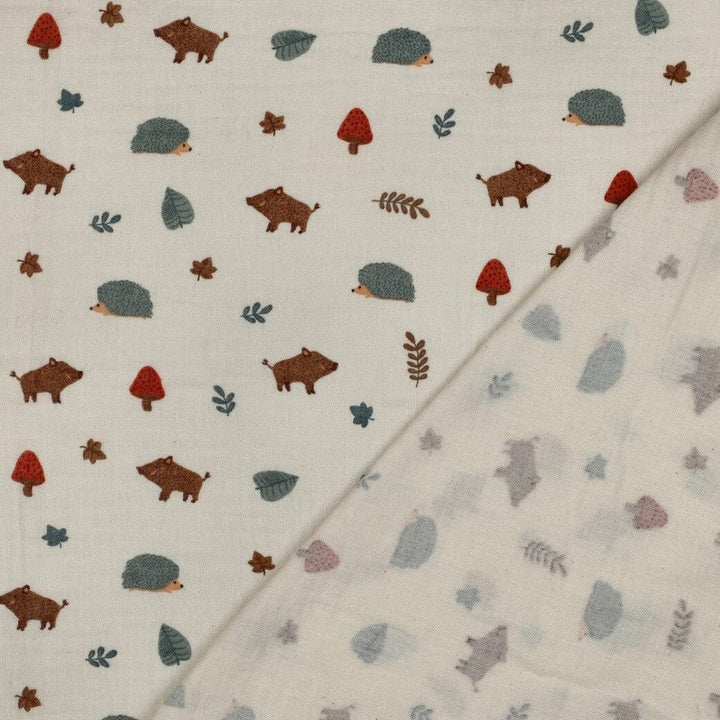 Bio Musselin Waldtiere - Natur | Naturals-Kollektion Fadenwunsch 