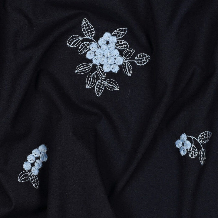 Baumwolle Volie | Midnight Blossom | Navy Blau Fadenwunsch 