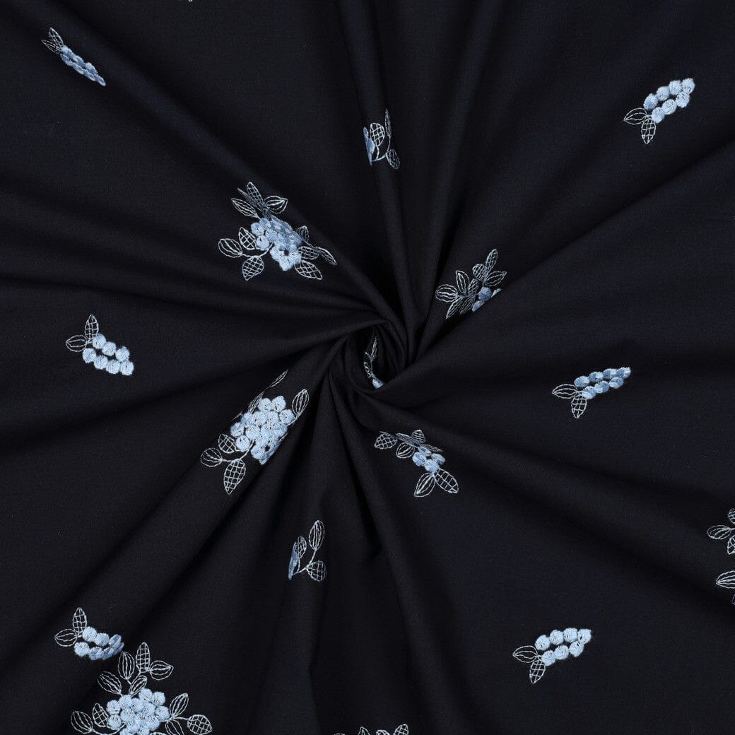 Baumwolle Volie | Midnight Blossom | Navy Blau Fadenwunsch 