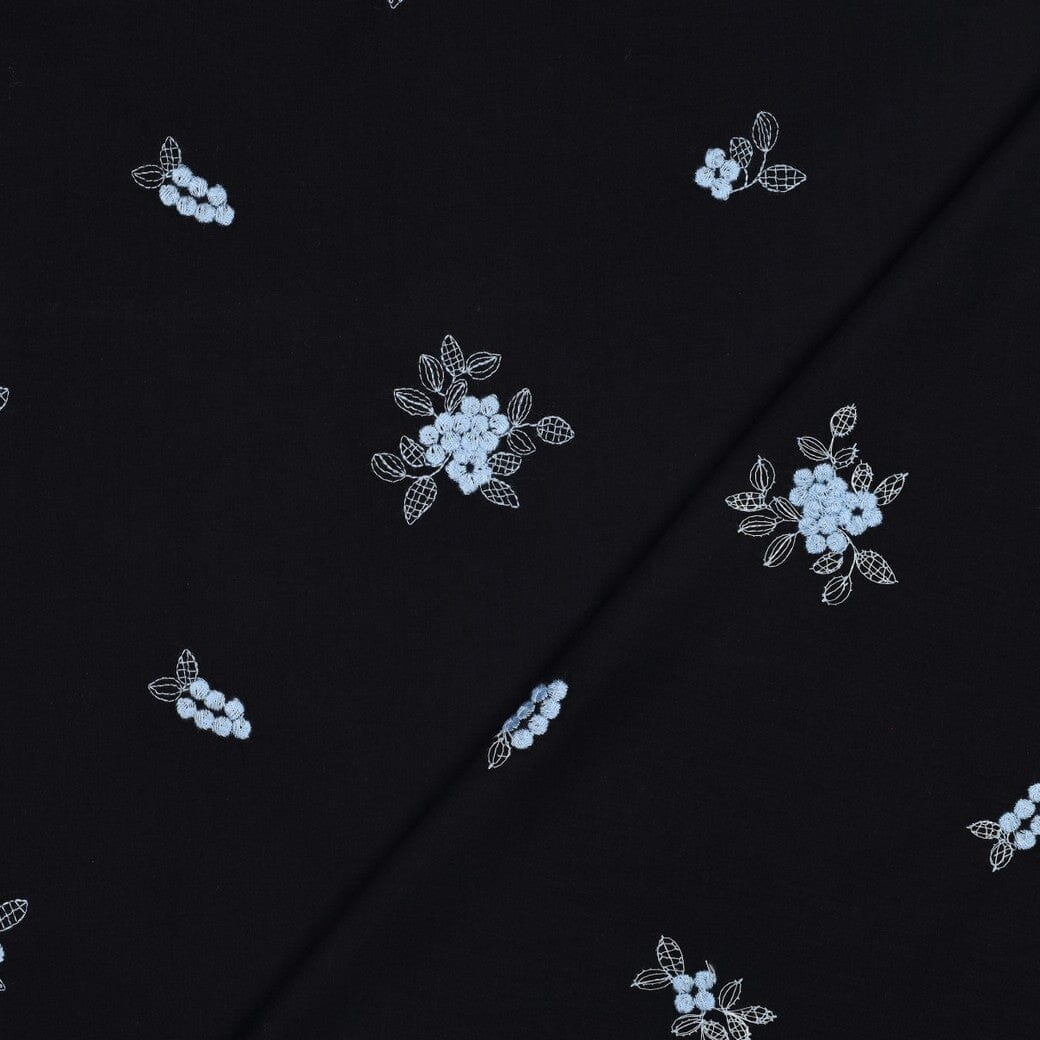 Baumwolle Volie | Midnight Blossom | Navy Blau Fadenwunsch 