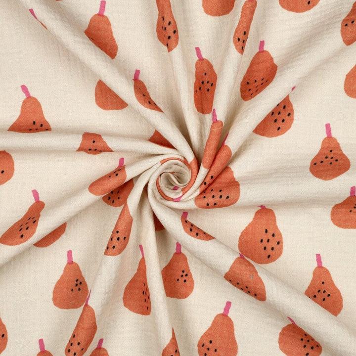 Bio Musselin Birnen - Natur / Pfirsich | Jennifer Bouron Fadenwunsch 