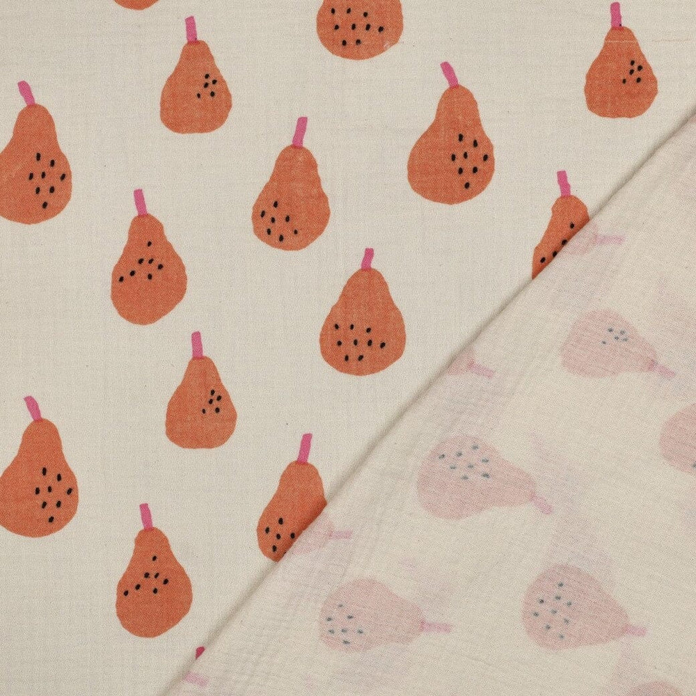 Bio Musselin Birnen - Natur / Pfirsich | Jennifer Bouron Fadenwunsch 
