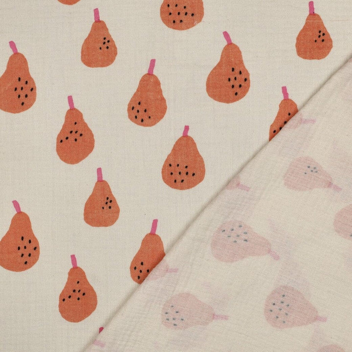 Bio Musselin Birnen - Natur / Pfirsich | Jennifer Bouron Fadenwunsch 
