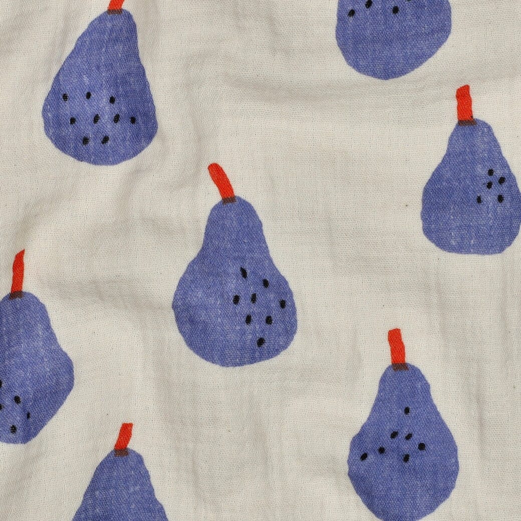 Bio Musselin Birnen - Natur / Blau | Jennifer Bouron Fadenwunsch 