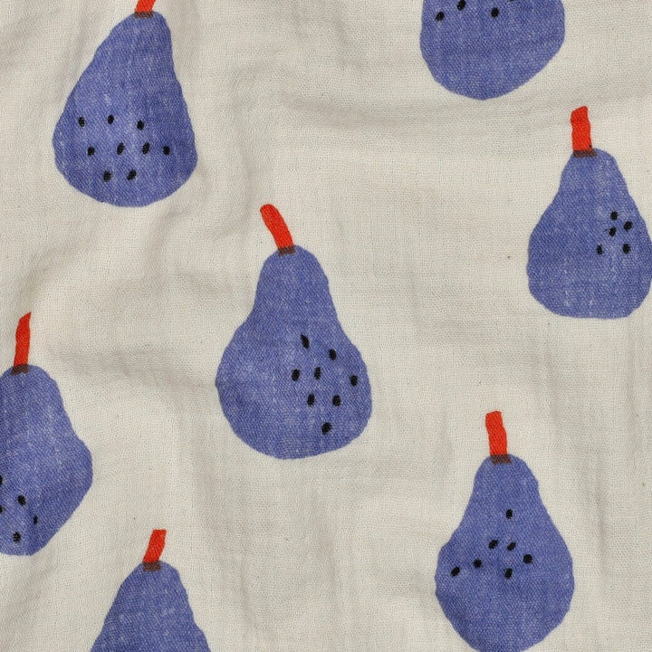 Bio Musselin Birnen - Natur / Blau | Jennifer Bouron Fadenwunsch 