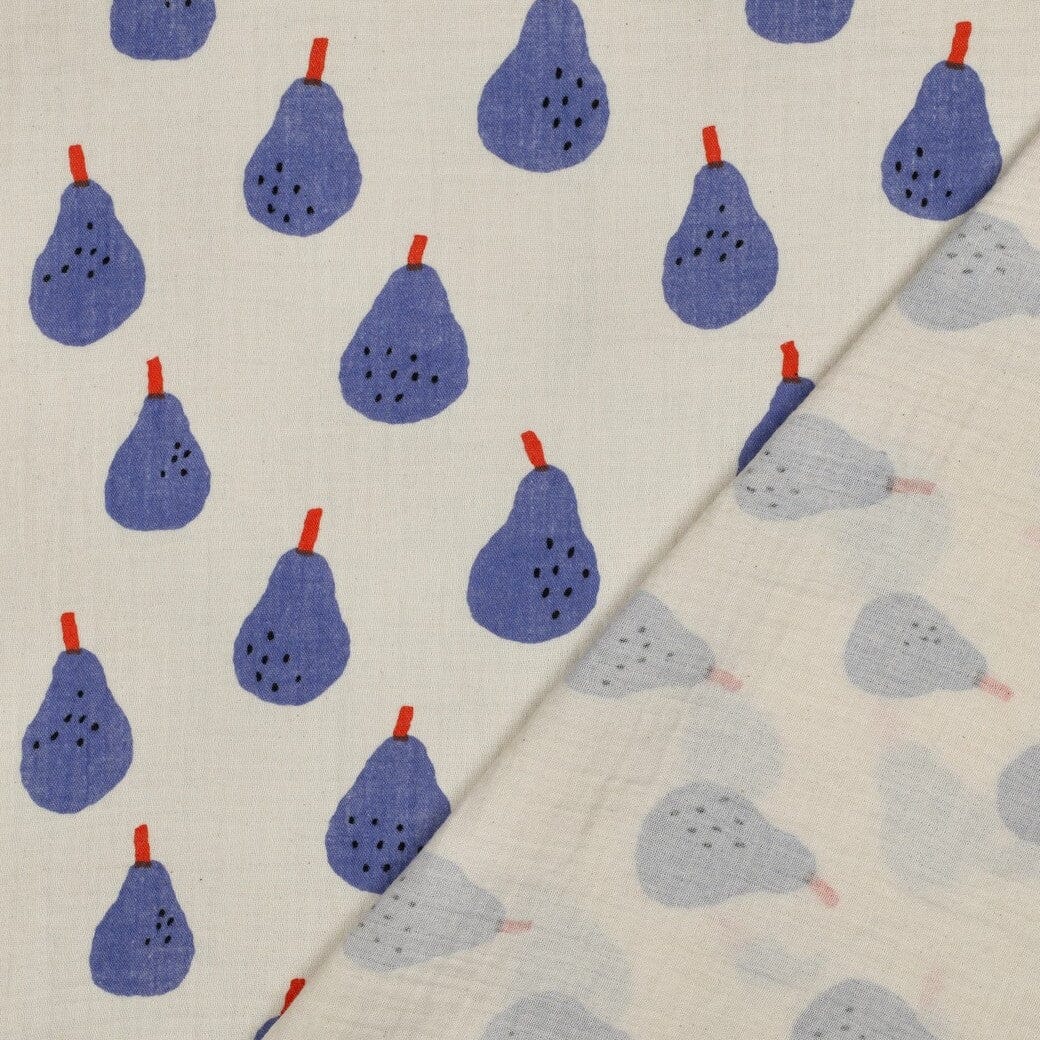 Bio Musselin Birnen - Natur / Blau | Jennifer Bouron Fadenwunsch 