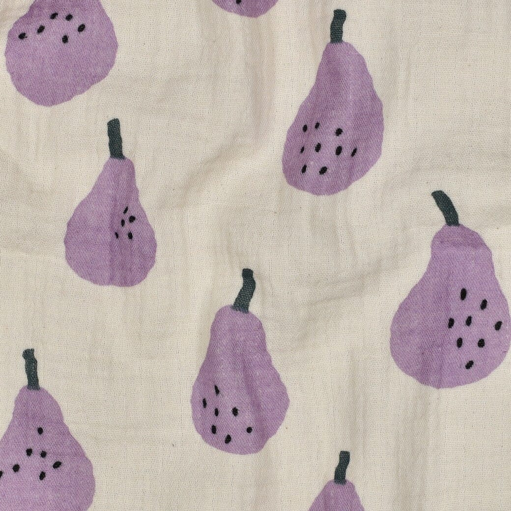 Bio Musselin Birnen - Natur / Flieder | Jennifer Bouron Fadenwunsch 