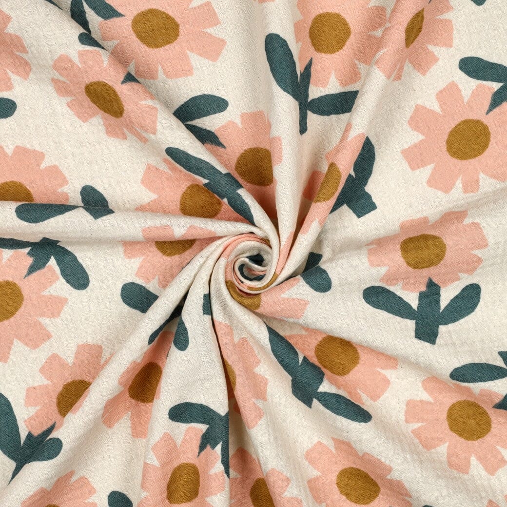 Bio Musselin Blumen - Natur / Pfirsich | Jennifer Bouron Fadenwunsch 