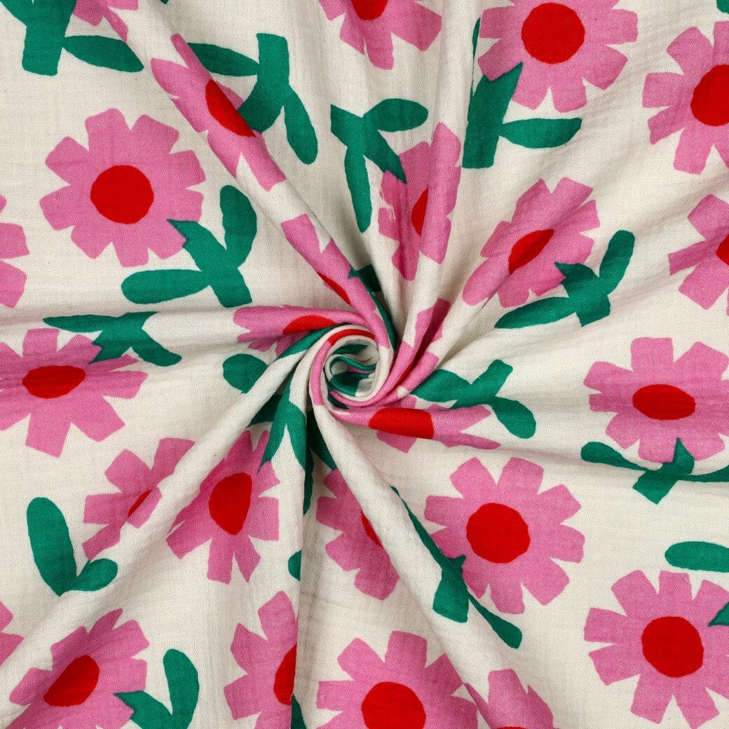 Bio Musselin Blumen - Natur / Rosa | Jennifer Bouron Fadenwunsch 