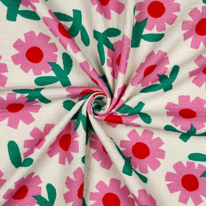 Bio Musselin Blumen - Natur / Rosa | Jennifer Bouron Fadenwunsch 