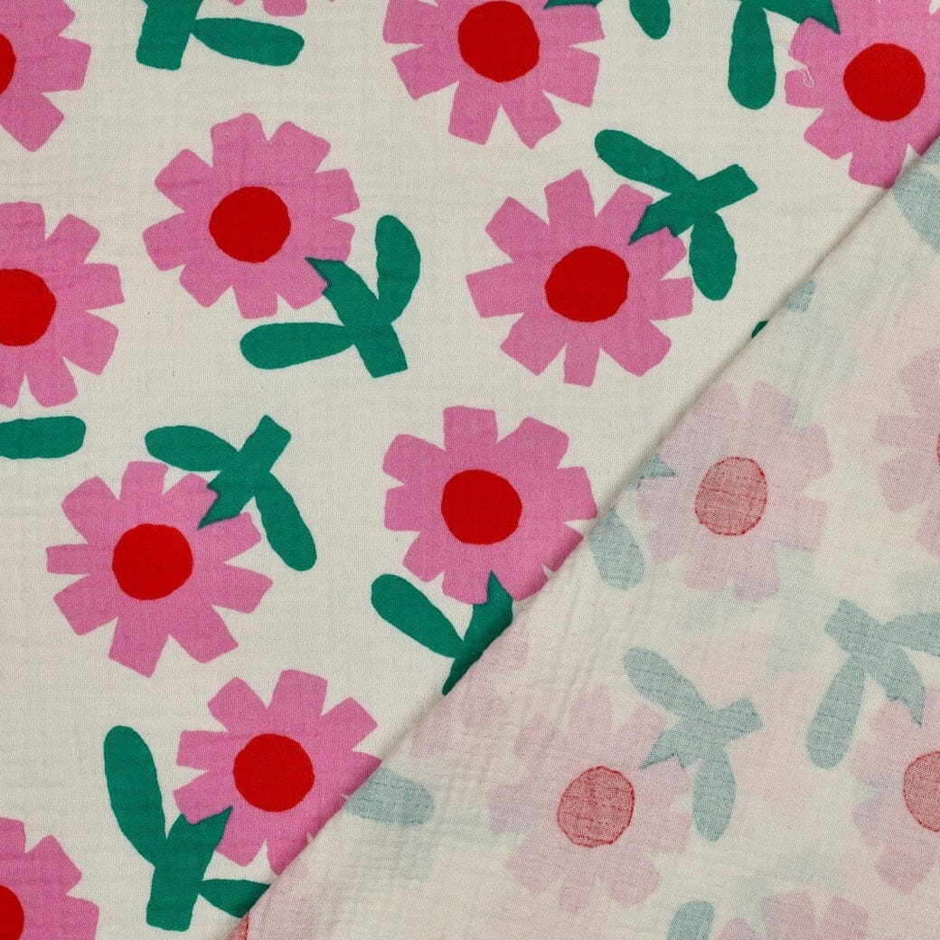 Bio Musselin Blumen - Natur / Rosa | Jennifer Bouron Fadenwunsch 