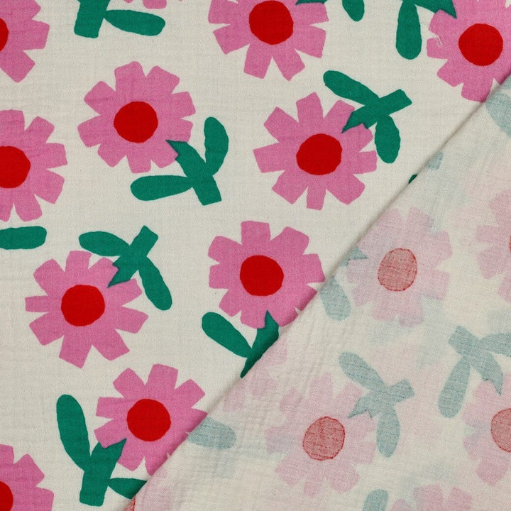 Bio Musselin Blumen - Natur / Rosa | Jennifer Bouron Fadenwunsch 