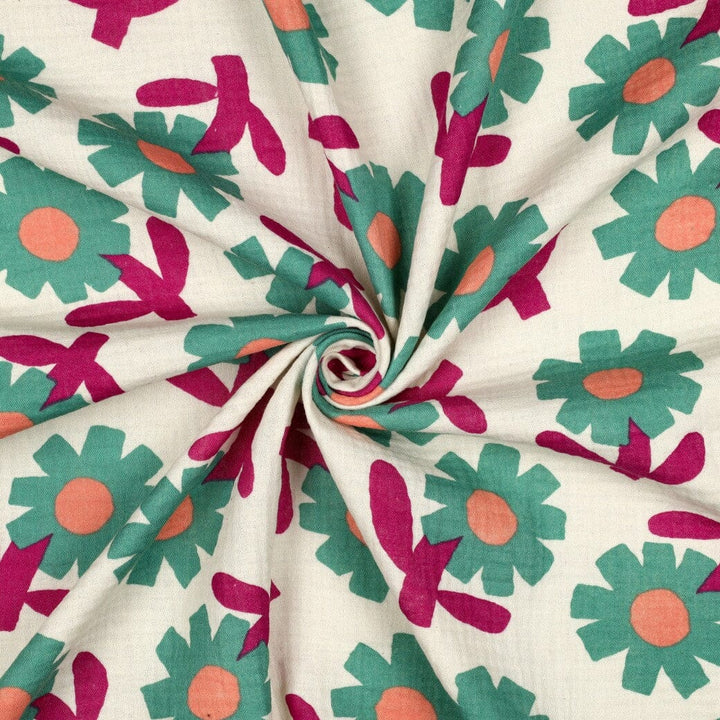 Bio Musselin Blumen - Natur / Grün | Jennifer Bouron Fadenwunsch 