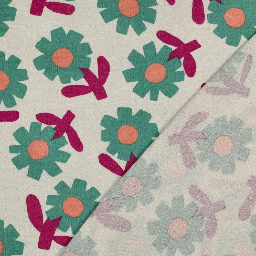 Bio Musselin Blumen - Natur / Grün | Jennifer Bouron Fadenwunsch 