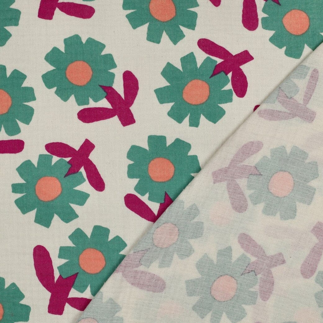 Bio Musselin Blumen - Natur / Grün | Jennifer Bouron Fadenwunsch 