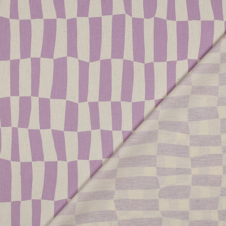 Bio Popeline Karos - Natur / Flieder | Jennifer Bouron Fadenwunsch 