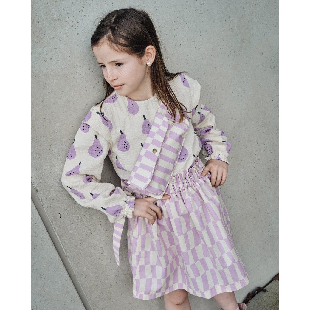 Bio Popeline Karos - Natur / Flieder | Jennifer Bouron Fadenwunsch 