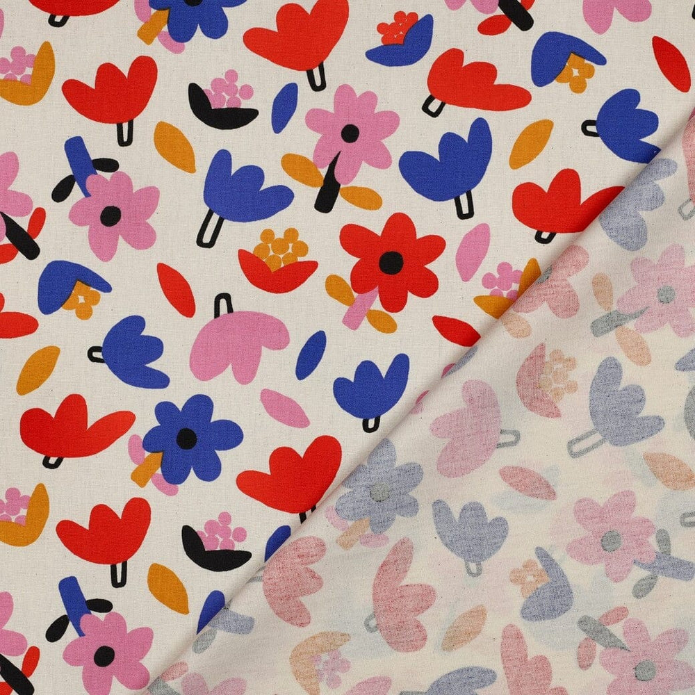 Bio Popeline Blumen - Natur / Blau | Jennifer Bouron Fadenwunsch 