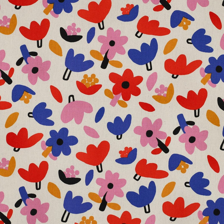 Bio Popeline Blumen - Natur / Blau | Jennifer Bouron Fadenwunsch 
