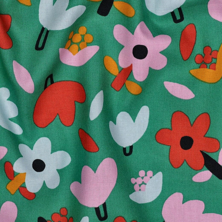 Bio Popeline Blumen - Grün | Jennifer Bouron Fadenwunsch 
