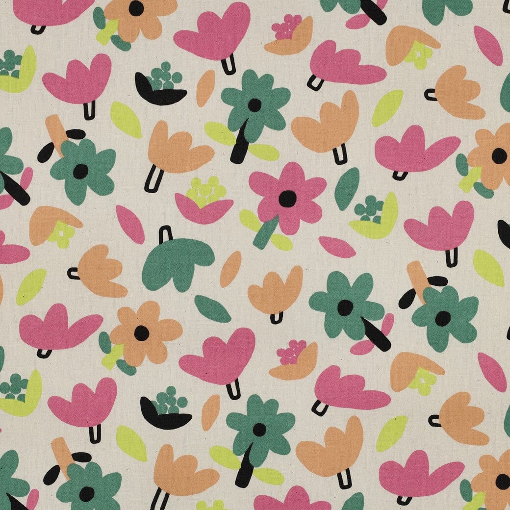Bio Popeline Blumen - Natur / Grün | Jennifer Bouron Fadenwunsch 