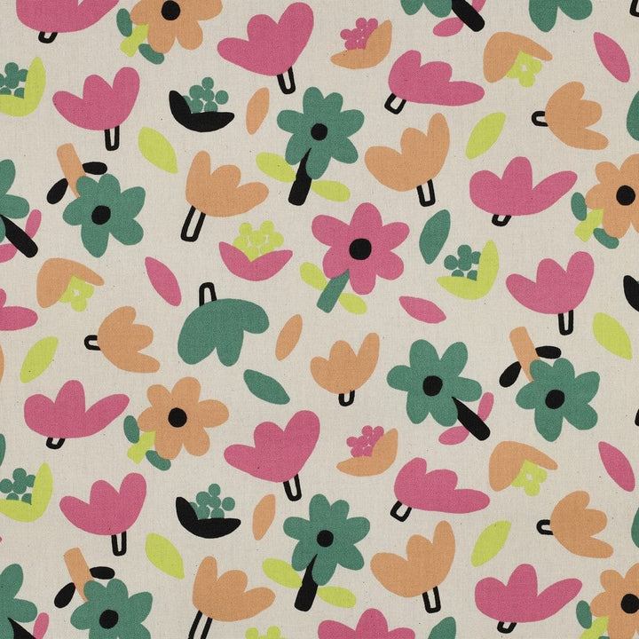Bio Popeline Blumen - Natur / Grün | Jennifer Bouron Fadenwunsch 