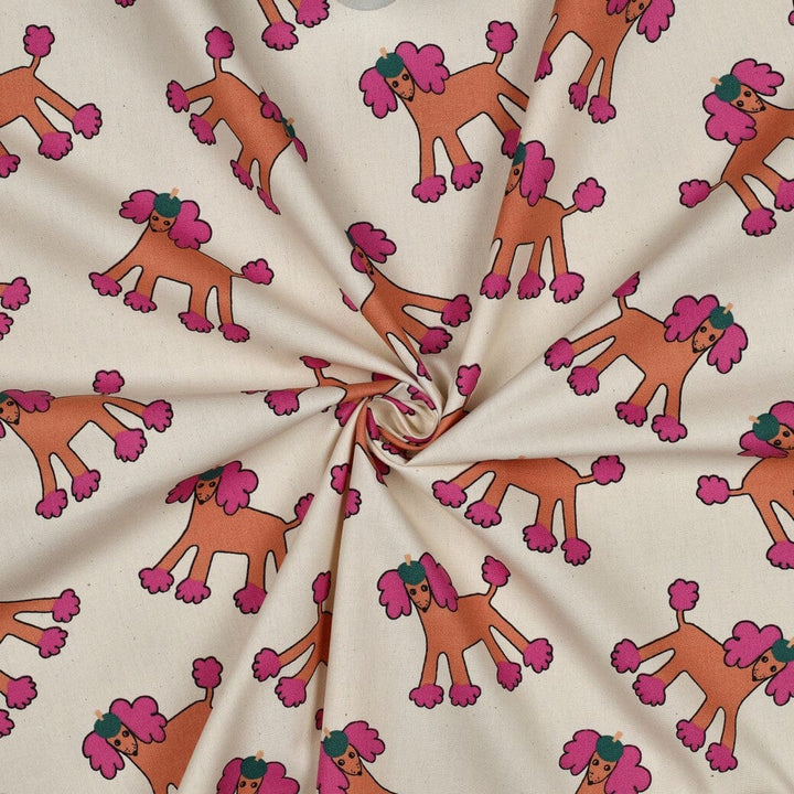 Bio Popeline Hunde - Natur / Rosa | Jennifer Bouron Fadenwunsch 