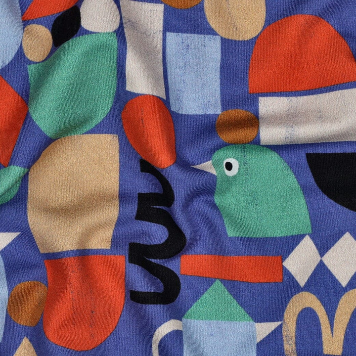 Bio French Terry Grafische Formen - Blau | Jennifer Bouron Fadenwunsch 