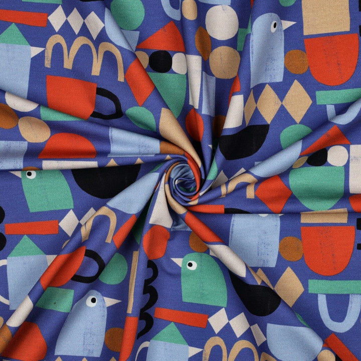 Bio French Terry Grafische Formen - Blau | Jennifer Bouron Fadenwunsch 