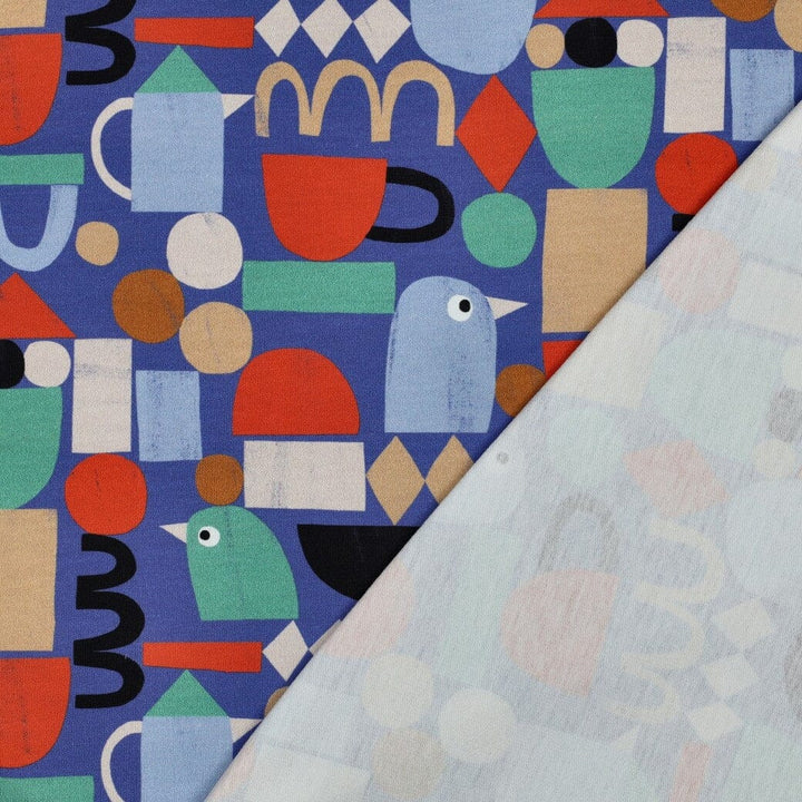 Bio French Terry Grafische Formen - Blau | Jennifer Bouron Fadenwunsch 