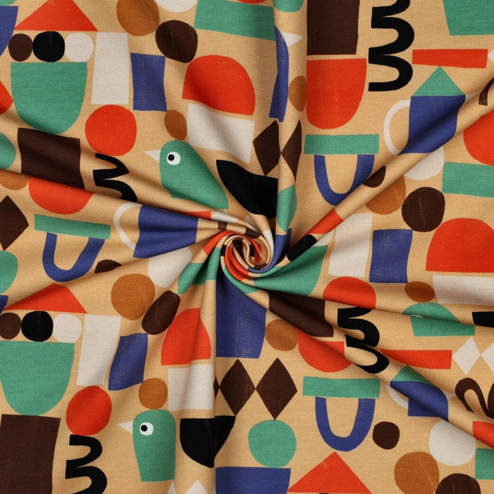 Bio French Terry Grafische Formen - Sand | Jennifer Bouron Fadenwunsch 