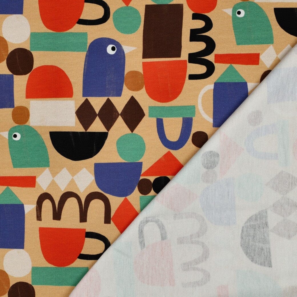 Bio French Terry Grafische Formen - Sand | Jennifer Bouron Fadenwunsch 