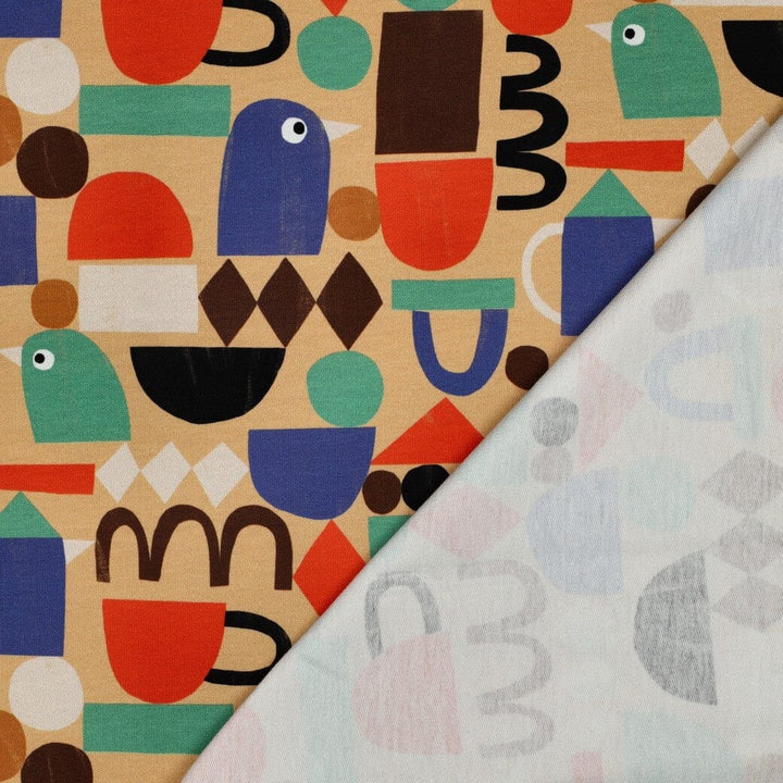 Bio French Terry Grafische Formen - Sand | Jennifer Bouron Fadenwunsch 